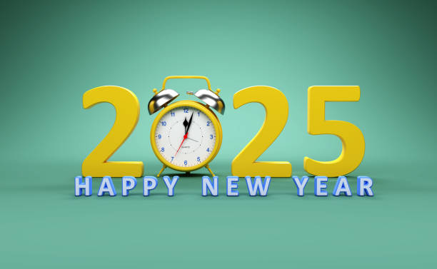 istock New Year 2025 Creative Design Concept with clock 2165898837