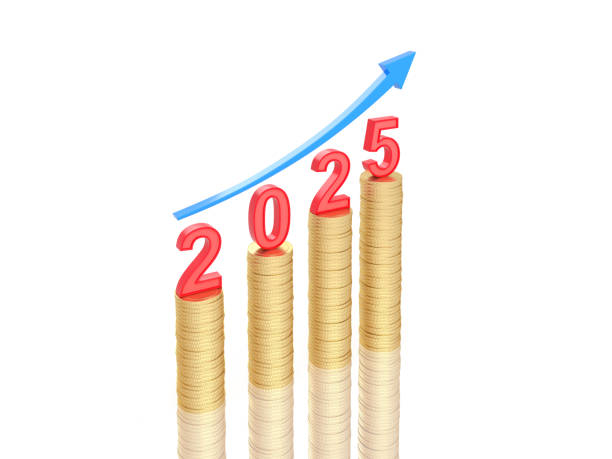 istock New Year 2025 Creative Design Concept with Gold Coins and Arrow 2165899701