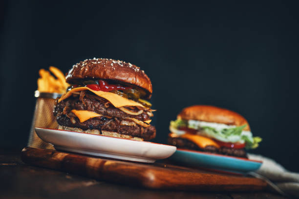 istock Double BBQ Burger with French Fries 2165899864