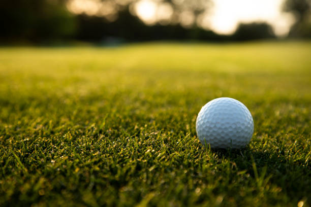 istock Golf ball and clubs in golf field 2165900426