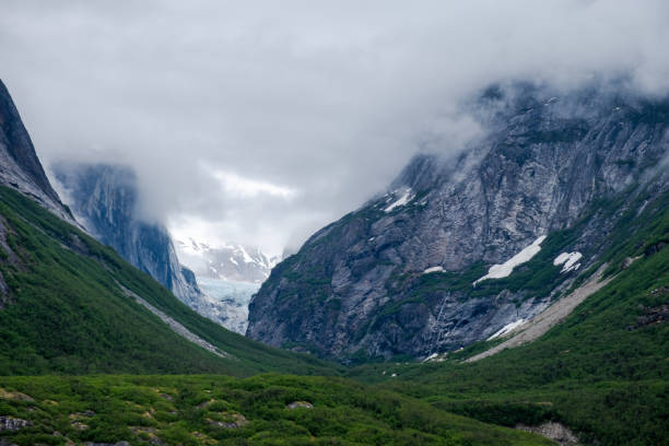Valley in Endicott Arm with lowering fog and hidden glacier