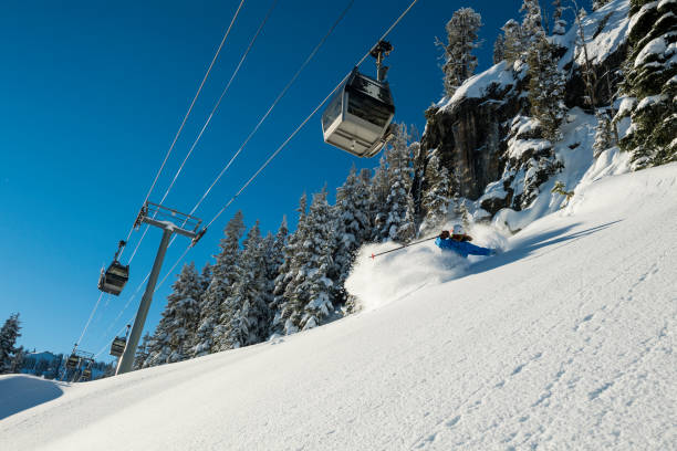 istock Gondola on cables above forest and mountains 2165911053