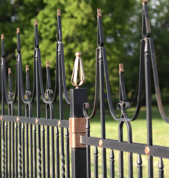 istock fence with gold decoration 2165913957