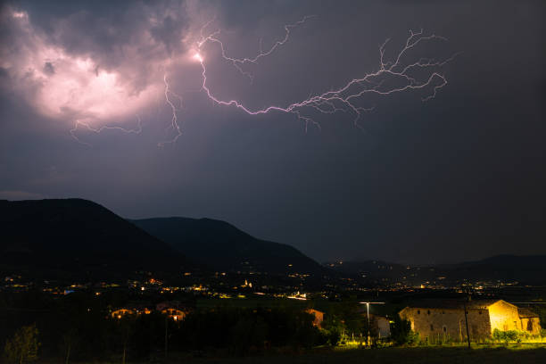 istock Thunderbolt of lightning over the mountains 2165923335