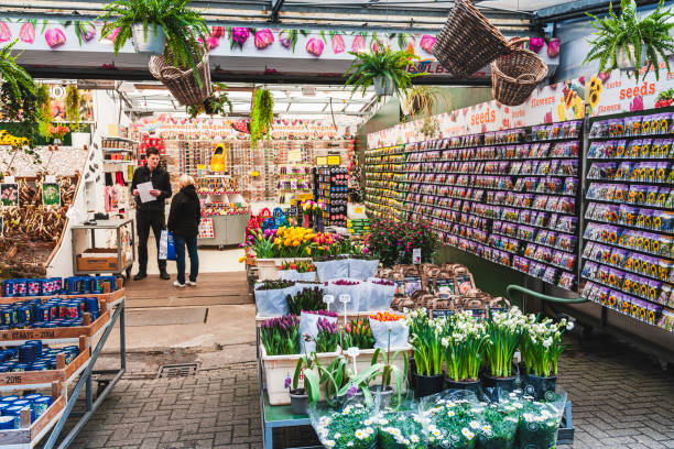 Flowers market in Amsterdam. April 25, 2023