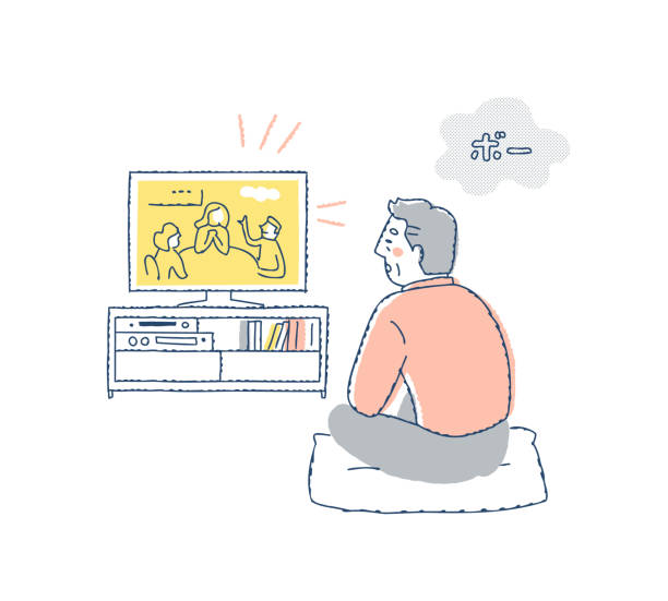 40+ Bored People Watching Tv Stock Illustrations, Royalty-Free