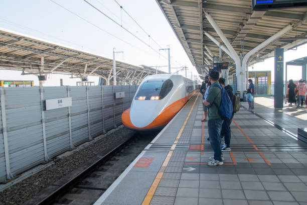 Chiayi, Taiwan- 8-Dec-2022: The Taiwan High Speed Rail at Chiayi Station. The line spans the west coast of Taiwan, from the capital Taipei to the southern city of Kaohsiung.