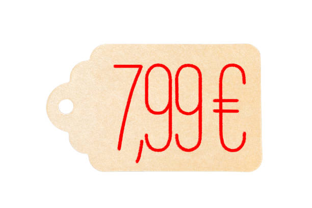 Price tag for 7.99 euros isolated on white background