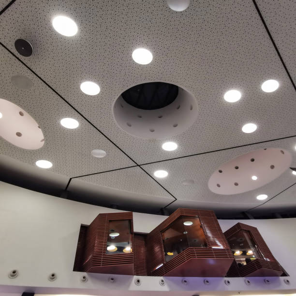 Beautiful beige ceiling mounted speaker bulbs.
