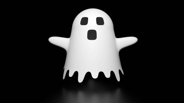 istock a 3D rendering of white ghost against a black background 2165946294