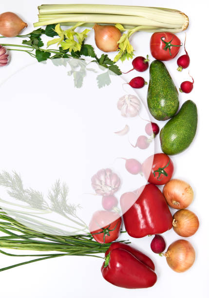 istock Layout, template with a circle consisting of vegetables isolated on a white background. Healthy food concept, organic foods enriched with vitamins and fiber 2165949467