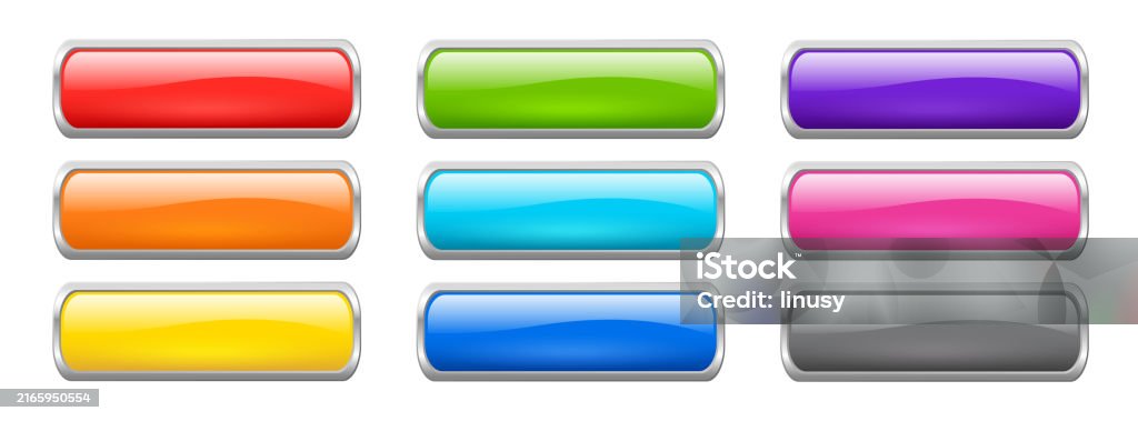 Rectangular Web Button Rectangle Web Buttons In Metal Frames Stock Illustration - Download ...