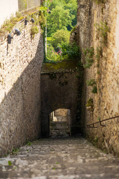 istock Stone Staircase with Archway in Chateau Landon 2165955423