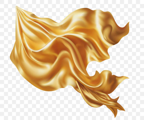 istock Blank Gold flag on white background Flying gold silk textile fabric flag background. elegant golden Satin grand opening ceremony Gold 2165959785