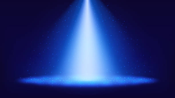 istock Cosmic Blue Top Magic Banner Background with Spotlight, Beams, and Stars. Vector. 2165959894
