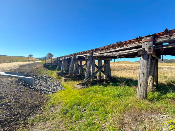 Old railway bridge part of a rail trail hiking path in Northern NSW, Australia