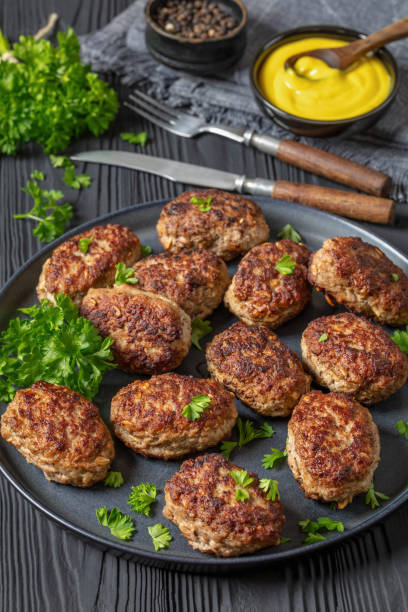 istock frikadeller, danish meatballs on a plate, top view 2165971706