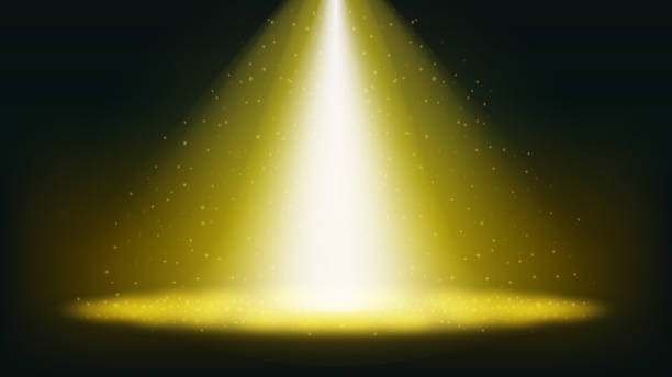 istock Cosmic Golden Yellow Spotlight on Top, Beams, and Stars with Magic Banner Background - Vector Illustration 2165972219