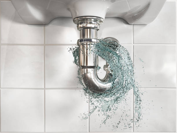 istock Plumbing concept. Leaking pipe. 3d illustration 2165973423