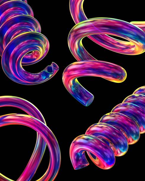 istock Abstract 3D geometric spiral shape on black background. 2165976206