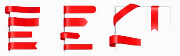 rotes band-etikett. satiniertes lesezeichen oder flaggenbanner - einwickeln stock-grafiken, -clipart, -cartoons und -symbole