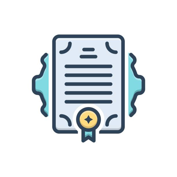 Patent charter Icon for patent, charter, license, qualification, document, certificate, legal protection, copyrighted, franchise charter document stock illustrations