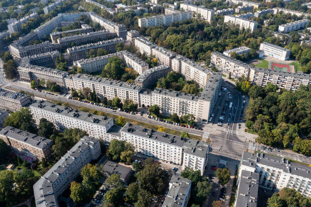 istock Apartment buildings from above 2165987722