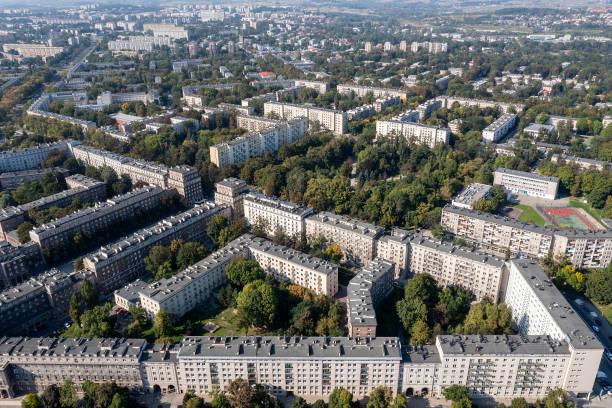 istock Apartment buildings and trees 2165989045