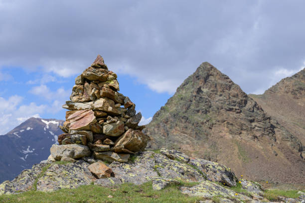 Mountains in South Tyrol on a sunny day in summer, alpine zone, pile of rocks