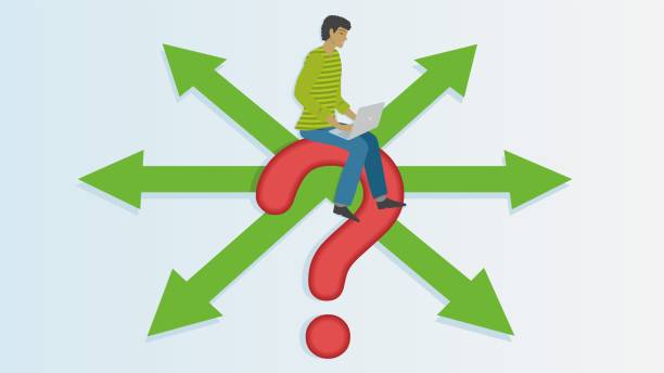 istock Man with laptop trying to find the right solution. Dimension 16:9. Vector illustration. 2165991010