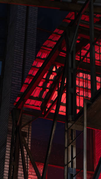 istock Night red light illuminates the roof 2165992911
