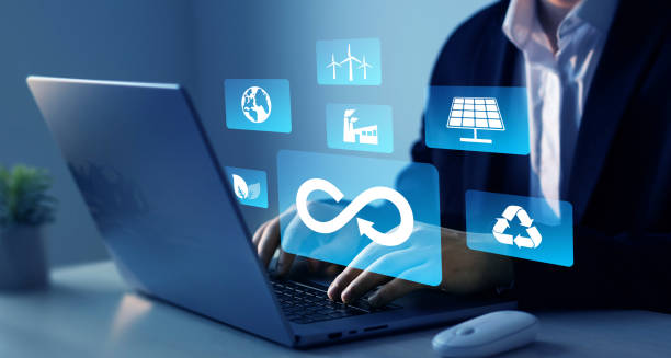 istock Circular economy concept. Circular economy, sustainability and sustainable development.Reusing,renovating and recycling.Energy consumption and CO2 or carbon dioxide emissions are increasing. 2165995353