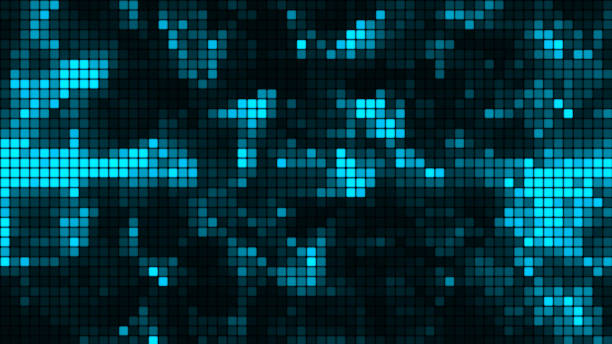 istock Turquoise mosaic background in technology concept. Abstract multicolored LED squares. Technology digital square blue color background. Bright pixel grid background. 3D rendering 2166003776