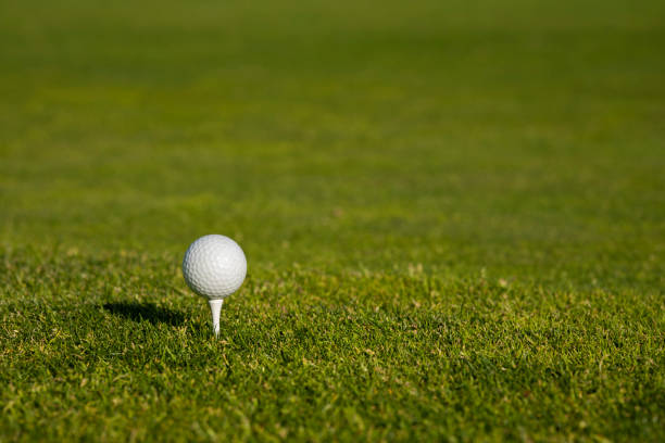 istock Closeup Golf ball on green grass on course 2166003858
