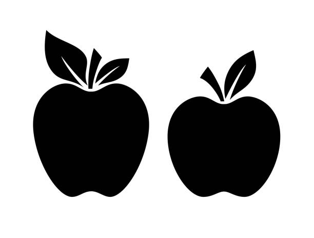 stockillustraties, clipart, cartoons en iconen met apple fruit silhouette vector icon - appel