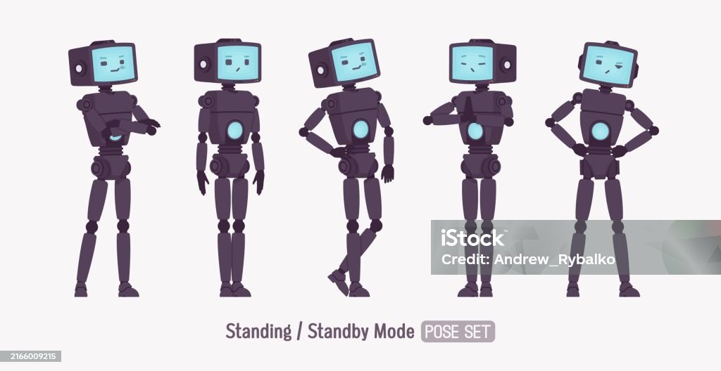 Vector Friend Bot Robot Friend Smart Ai Technology Chat Bot Standing Pose Set Stock ...