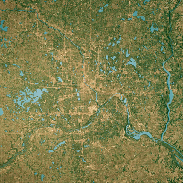 istock Minneapolis Saint Paul Satellite Topographic Map 3D Render True Color 2166011041