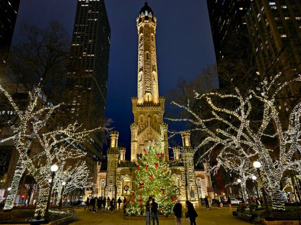 Chicago Water Tower at Christmas Time