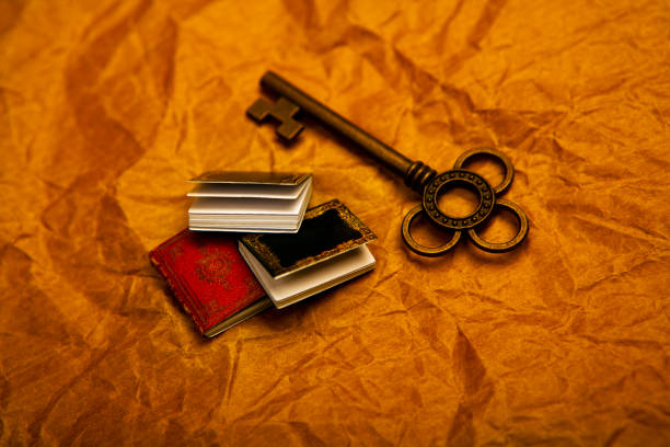 image of book key paper background