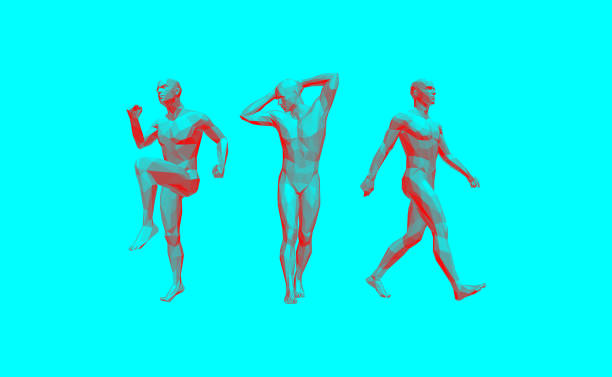 istock Fitness training. Models of polygonal people in different poses. Design for sport. 3D human body model. Vector for brochure, flyer, presentation, logo or banner. 2166020518