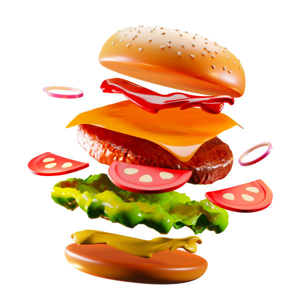 istock Ingredients of a classic burger, isolated illustration on white background. 2166020626