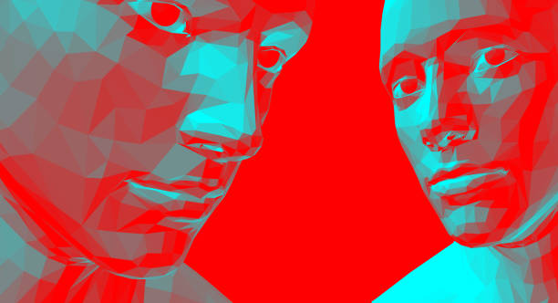 istock Abstract digital human head. Time to think. Minimalistic design for business presentation, flyer or poster. Emotional connection, relationships, exchange of ideas. 3d vector illustration. 2166020691