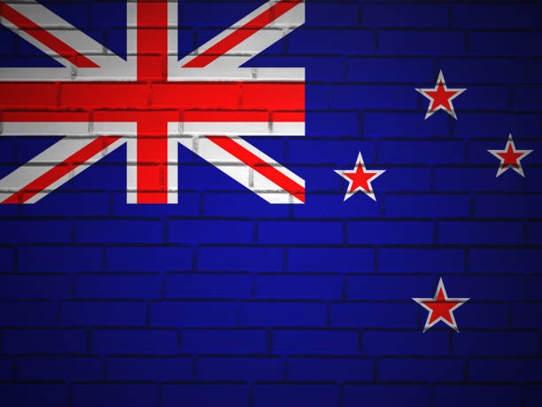 New Zealand flag, royal blue background red and white
