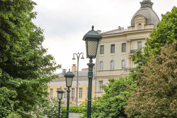 istock A street light stands in front of a building with a dome 2166023706