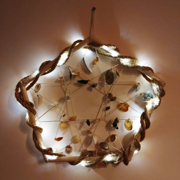 Dreamcatcher with feathers hanging in soft focus