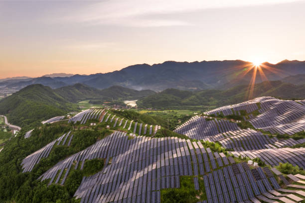 istock view of solar power station on hill 2166027886
