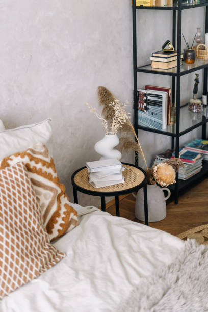 istock Bedroom interior with comfort bed and bedside table 2166031691