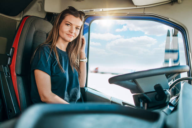 istock Professional female truck driver resting after drive 2166046689
