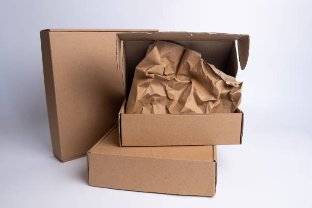 istock Brown paper box. Cardboard box isolated on white background. Place for text. Gift box 2166047216