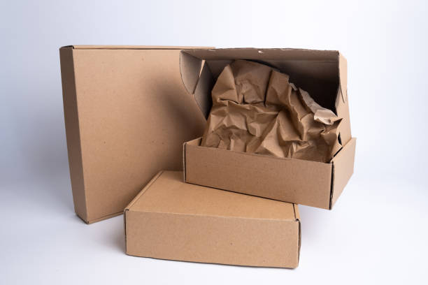 istock Brown paper box. Cardboard box isolated on white background. Place for text. Gift box 2166047218